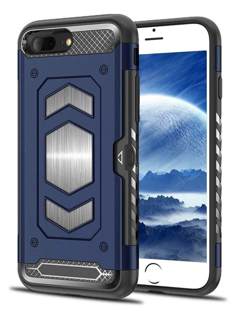 Protectores para celular  para Apple  iPhone 7 Plus / 8 Plus Funda reforzada con porta tarjeta Azul